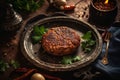 Chapli Kebab, spicy and flavorful beef or lamb patty, food for Eid al-Adha holiday, Muslim festival, generative AI