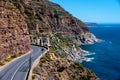 The Chapman's Peak Drive on the Cape Peninsula near Cape Town in South Africa on a bright and sunny afternoon Royalty Free Stock Photo