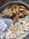 chappathi with chicken ghee roast homemade dinner Royalty Free Stock Photo