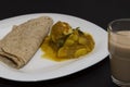 Chappathi And Egg Curry In Isolated Black Background Royalty Free Stock Photo