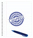 Chapped draw with pen effect. Blue ink. Vector Illustration. Detailed. EPS10