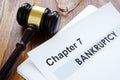 Chapter 7 Bankruptcy documents and gavel