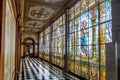 Chapultepec Castle hallway corridor with Stained glass windows - Mexico City, Mexico