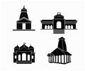 The Char Dham four abodes temples vector icon. Kedarnath, Gangotri, Yamunoitri and badrinath tepmple in black vector