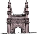 Char Minar vector illustration for designs