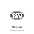 Char siu outline vector icon. Thin line black char siu icon, flat vector simple element illustration from editable food and