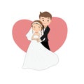 cute couple newly married love couple using illustration art