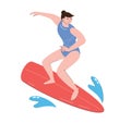 Character people playing surf board vector illustration Royalty Free Stock Photo