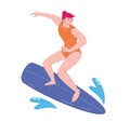 Character people playing surf board vector illustration Royalty Free Stock Photo