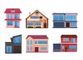 residential houses exterior flat style vector illustration