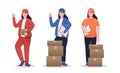 delivery courier people service vector illustration