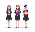 character girls high school student in school uniform