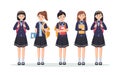 character girls high school student in school uniform