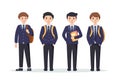 character boys high school student in school uniform vector illustration