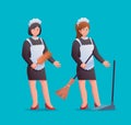 Character housekeeper in black maid uniform vector illustration