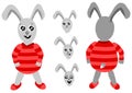 Character animation Bunny, vector illustration