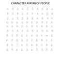 character avatar of people icons, signs, outline symbols, concept linear illustration line collection Royalty Free Stock Photo
