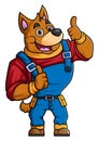 the character of a big dog wearing mechanic uniform costume posing giving thumbs up