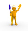 Character with big pen Royalty Free Stock Photo
