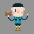 Character boy write letter theme elements Royalty Free Stock Photo