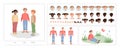 Character Builder or Character Creation Kit - Kids. A set for creating characters in full-face, profile and 3/4 with face types, Royalty Free Stock Photo