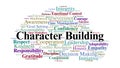 Character Building Word Cloud. Keywords on Values, Behavior, Ethics, and Personal Development Royalty Free Stock Photo
