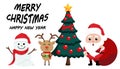 Character Cartoon Cute Christmas Day , Merry christmas happy new year festival , santa claus with gift box in bag and snow man Royalty Free Stock Photo