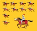 Animation Sequence Horse Running Knight Spear Medieval Cartoon Vector Illustration