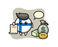 Character cartoon of finland flag badge as a accountant