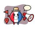 Character cartoon of france flag badge as a tour guide