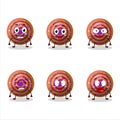 Character cartoon of orange spiral gummy candy with scared expression