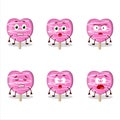 Character cartoon pink lolipop love with scared expression