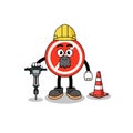Character cartoon of stop sign working on road construction Royalty Free Stock Photo