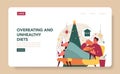 Character celebrate christmas and new year web banner or landing page.