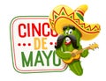 Green cactus. Character for Cinco de Mayo