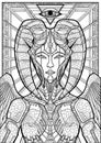 Character close-up, queen extraterrestrial civilization, girl alien with pointed ears in helmet with twisted horns and armor