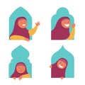 Girl Moslem Flat Character Peeping In The Window