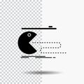Character, computer, game, gaming, pacman Glyph Icon on Transparent Background. Black Icon