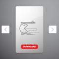 Character, computer, game, gaming, pacman Line Icon in Carousal Pagination Slider Design & Red Download Button