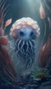Character Concept Adorable Jellyfish with Big Blue Eyes