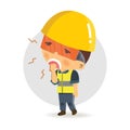 Character Construction worker stays late. Concept safety first