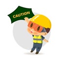 Character constructor worker in various situations. Vector illustration, concept : Safety and accident, Industrial safety