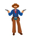 Character cowboy sheriff men from the western, with guns. Royalty Free Stock Photo