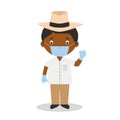Character from Cuba dressed in the traditional way with a Panama hat and with surgical mask and latex gloves Royalty Free Stock Photo