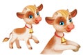 Character cute bull. illustration raster