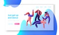 Character Dancing Extreme Breakdance on Street Landing Page. Freestyle Music Cool Action Party. Young Man, Teenager Acrobatic