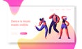 Character Dancing on Street Landing Page. Freestyle Music Cool Action Party. Young Man, Teenager Flexible Acrobatic Activity Sport Royalty Free Stock Photo