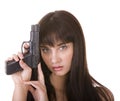 Character depression woman with gun.