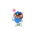 A character design of chocolate love cupcake in a Police officer costume