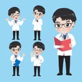 Doctor show a variety of gestures and actions in work clothes